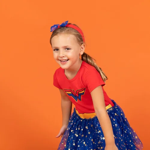 Vista 3 de DC Comics Vestido de disfraz de manga corta para mujer de Wonder Woman Oro