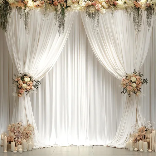 Vista 15 de Cortinas de fondo azul bebé de 10 x 9 pies sin arrugas para fiestas, cortinas de tela gruesa para fotos, para bodas, cumpleaños, baby shower