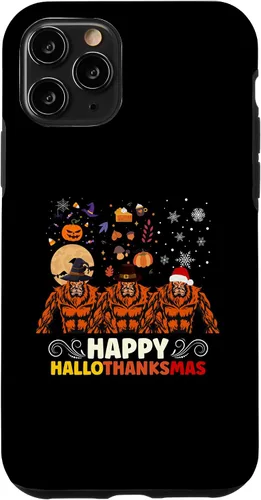 Vista 27 de iPhone 16 Halloween Thanksgiving Christmas Hallothanksmas Bigfoot Case