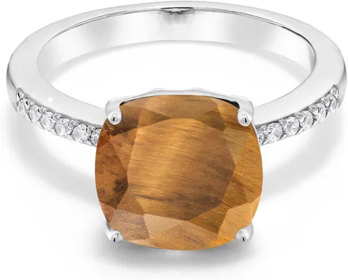 Vista 15 de Gem Stone King Anillo de compromiso de plata de ley 925 con piedra preciosa de corte cojín de 0.39 pulgadas Anillo de compromiso de aniversario