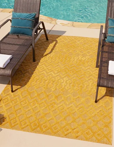 Vista 13 de Unique Loom Alfombra de área de la colección texturizada Trellis para exteriores, color osage, 2 x 3 pies, rectangular, color aguamarina