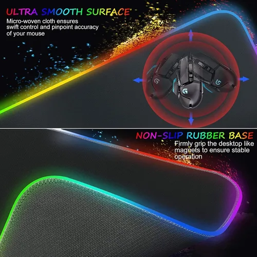 Vista 3 de Alfombrilla de ratón para juegos de Warframe con 14 modos de iluminación LED resistente al desgaste resistente al agua con textura premium