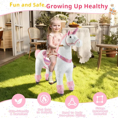 Vista 7 de Juguete de montar unicornio Pipleo para niños de 4 a 9 años, juguete de montar unicornio, animal de peluche mecánico de unicornio, sin batería ni