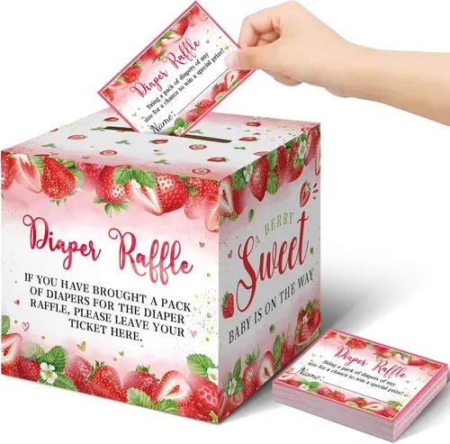 Vista 12 de Teling 51 boletos para rifas de pañales con caja de tarjetas, decoración de baby shower, caja de revelación de género para fiesta de rifas