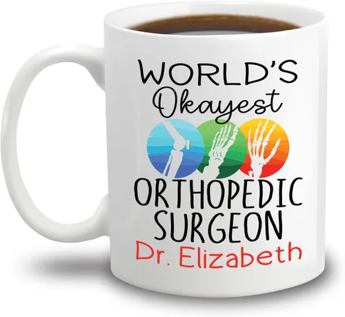 Vista 23 de Taza de café con nombre personalizada para hombres, mujeres, cirujano médico, taza de café blanca personalizada para cirujano ortopédico, taza