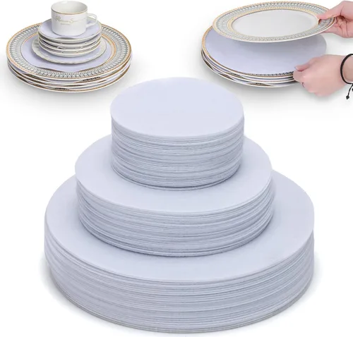 Vista 8 de Imncya Separadores de platos, juego de 60 y 3 tamaños diferentes, separadores de placas de fieltro suave grueso y premium para China, plato, Gris