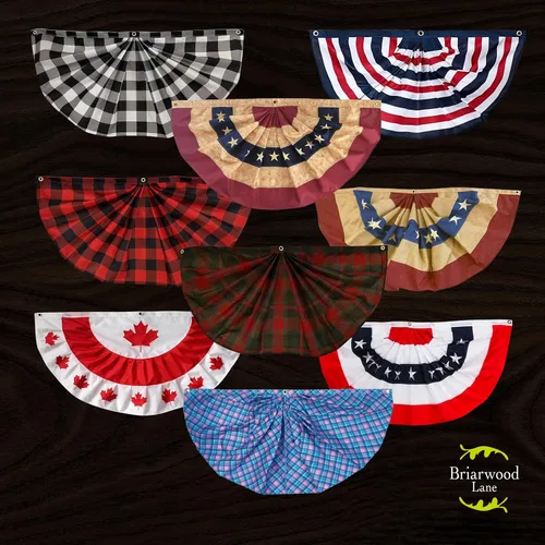 Vista 6 de Banderines bordados patrióticos manchados con té de Estados Unidos, 48 x 24 pulgadas, pancarta plisada con ojales de latón Té manchado patriótico
