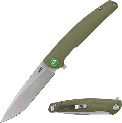 Vista 11 de S-TEC Sandvik - Cuchillo plegable de acero inoxidable con mango compuesto G10 (TS500 marrón)