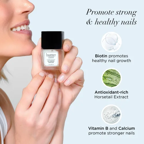 Vista 3 de butter LONDON Esmalte de uñas, Horse Power, capa base de rescate de uñas ayuda a restaurar y reparar uñas dañadas, fortalecedor de uñas ayuda al