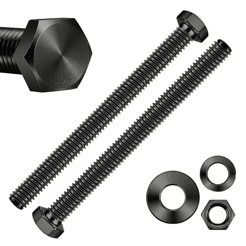 Vista 17 de Mellewell Pernos de cabeza hexagonal de 1/2-13 x 1-1/2 pulgadas con tuercas hexagonales y arandelas planas gruesas y de seguridad, totalmente