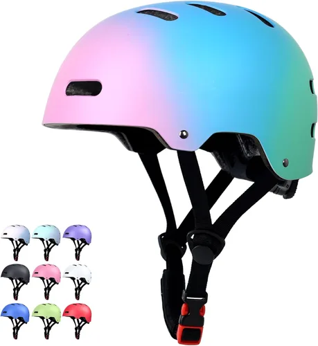 Vista 7 de Casco de patineta y bicicleta para adultos, mujeres, hombres, jóvenes y niños (2-3-5-8-14+ años, niños y niñas) - Casco ajustable multideporte