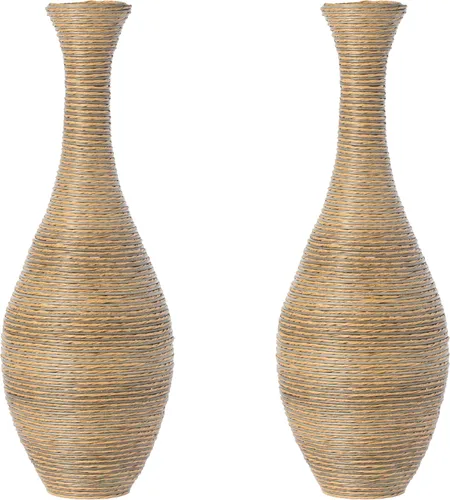 Vista 11 de Jarrón artificial de ratán de 38 pulgadas de alto en elegante color beige, pieza de declaración para decoración de sala de estar, entrada o pasillo