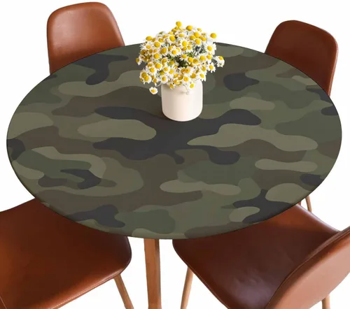Vista 7 de Mantel de ajedrez blanco y negro con cuadrículas redondas, planos, abstracto, impermeable, lavable, para mesa de comedor ajustable de 40 a 44