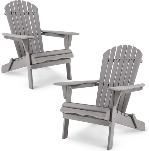 Vista 10 de Adirondack - Juego de 2 sillas plegables de madera para exteriores con respaldo de cedro macizo, cómoda silla de descanso para patio, terraza, Dorado