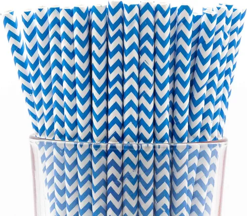 Vista 58 de Paquete de 300 pajitas de papel biodegradables de 4 capas de espirales azul cielo (compostables, no tóxicas, sin BPA)