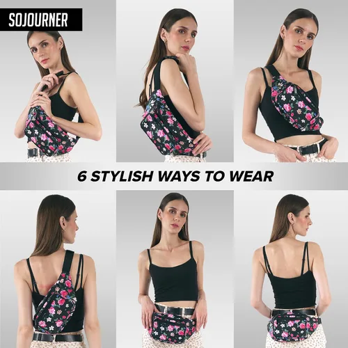 Vista 5 de SoJourner Riñonera, bolsa para la cintura con estampado y bolsas de fiesta para hombres, mujeres festivales, raves bonita bolsa para la cintura