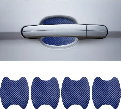 Vista 13 de 4 calcomanías protectoras de manija de puerta de auto, película protectora universal de fibra de carbono antiarañazos para manija de puerta de auto