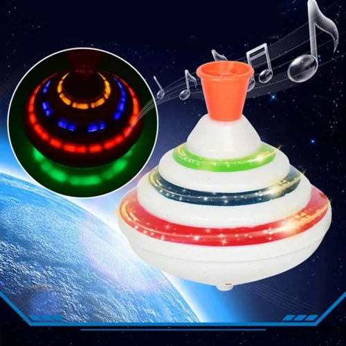 Vista 3 de Toyvian Juguete giratorio de música con luz LED giratoria, giroscopios, juguete para Pascua, cumpleaños, escuela, fiesta, recuerdo de juguete