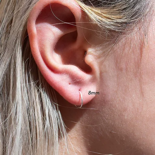Vista 24 de Aretes de plata de ley abiertos para cartílago, tragus, delgados, calibre 22