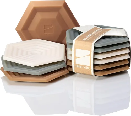 Vista 13 de Posavasos de silicona extra gruesas LINE+ARC (como se ve en NYTimes WireCutter) Impermeables, antimanchas, resistentes al calor, aptos para Arcilla
