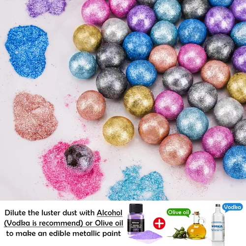 Vista 6 de NiHome Polvo brillante comestible de grado alimenticio con purpurina para decoración de alimentos, polvo metálico para bebidas, vino, bebidas