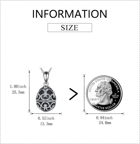 Vista 2 de AXELUNA Fox Necklace Sterling Silver Easter Egg Necklace Fox Pendant Animal Jewelry Gifts for Women Girls Birthday Graduation Gift