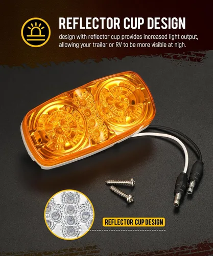 Vista 3 de Partsam 4 piezas de mejora de luces de marcador de doble diana ámbar con 16 LED, con reflector y copa, luces de posición laterales con conectores