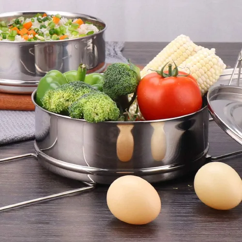 Vista 3 de Sartenes apilables para vaporizador, accesorios instantáneos para ollas de 6 cuartos de galón de 2, mango de silicona y tapas intercambiables