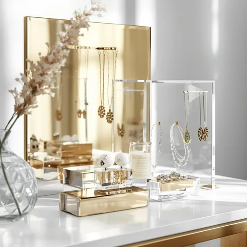 Vista 6 de DistinctAndUnique Hojas de plexiglás acrílico con espejo dorado de 1/8 de pulgada de grosor (0.118 in), vidrio de plexiglás de plástico fácil