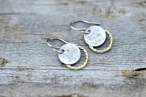 Vista 7 de Pendientes de plata de ley, aretes colgantes de luna, regalo para ella