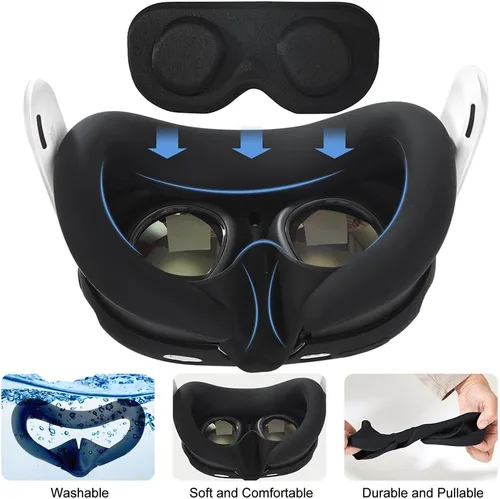 Vista 4 de Juego de funda de silicona compatible con Meta Quest 3, funda de accesorios VR para Meta Quest 3