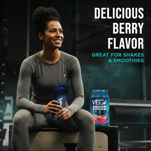 Vista 5 de Vega Protein + Supergreens - 20g de proteína a base de plantas, sabor a bayas, 26 porciones, verduras y vegetales reales, vegano keto, 0g de azúcar