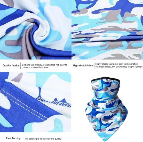 Vista 4 de 6 unidades de bandana para la cara, con cintas para las orejas, polaina para el cuello, bufanda, pasamontañas, para hombres y mujeres, deportes al