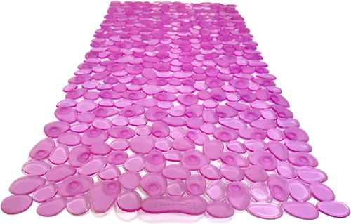 Vista 11 de Alfombra antideslizante para bañera y ducha "Pebbles" de 27 x 14 pulgadas, ovalada, no tóxica, segura, limpia, lavable a máquina, agarre y drenaje