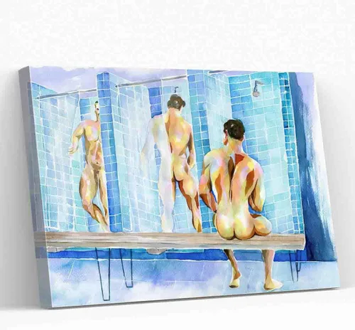 Vista 15 de DAVUD Decoración artística para hombre, pintura de acuarela, hombre gay y baño gay, arte de pared para el hogar, bar, decoración de pared, arte