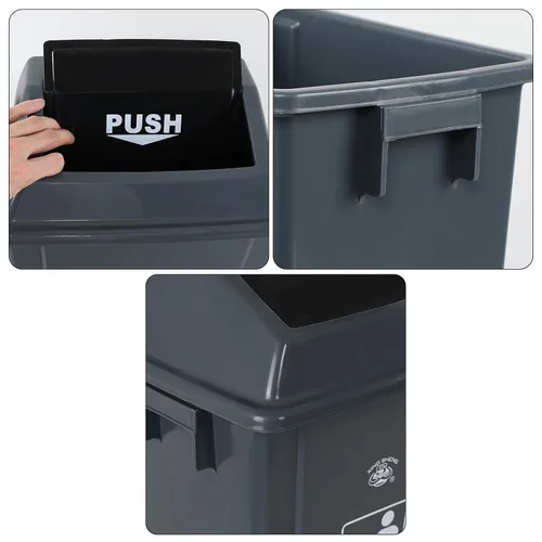 Vista 3 de Readsky Cubo de basura de plástico de 6 galones, tapa oscilante, cubo de basura oscilante, 4 paquetes, gris