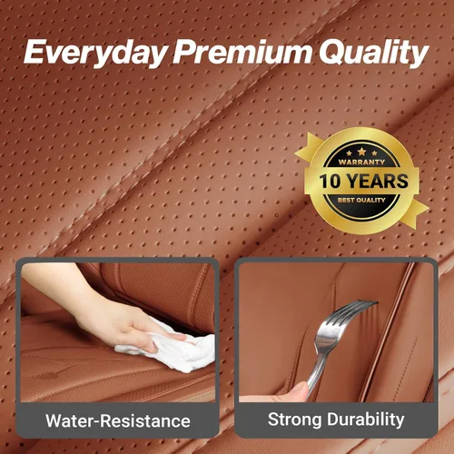 Vista 7 de Coverland Fundas de asiento de automóvil personalizadas compatibles con Toyota Solara Convertible 2004-2008, cubierta impermeable de espuma Marrón