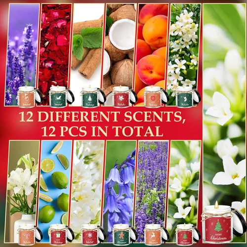 Vista 4 de MTLEE 12 velas perfumadas de Navidad en frascos a granel, regalos