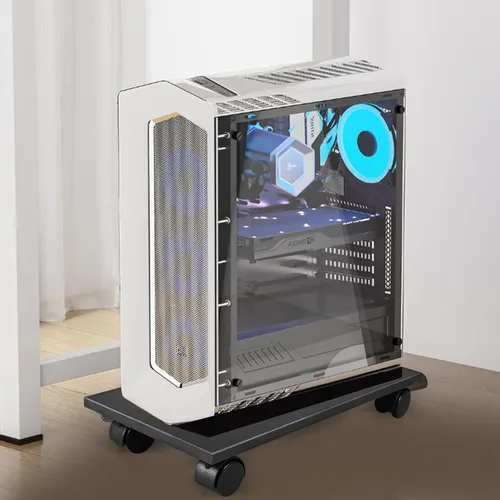 Vista 8 de SEWACC Soporte móvil ajustable para CPU con 4 ruedas giratorias, soporte de torre de computadora para piso debajo del escritorio, soporte de PC