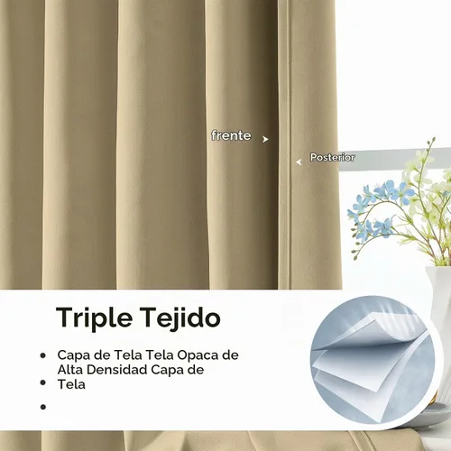 Vista 6 de CUCRAF Cortinas opacas de 45 pulgadas de largo, juego de 2 paneles para dormitorio, bolsillo para cortinero, cortinas de oscurecimiento de Beige