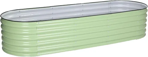 Vista 16 de BPS Cama de jardín elevada de metal, maceta galvanizada de 2.5 pies de diámetro, cajas de jardín elevadas para macetas de flores, verduras y hierbas