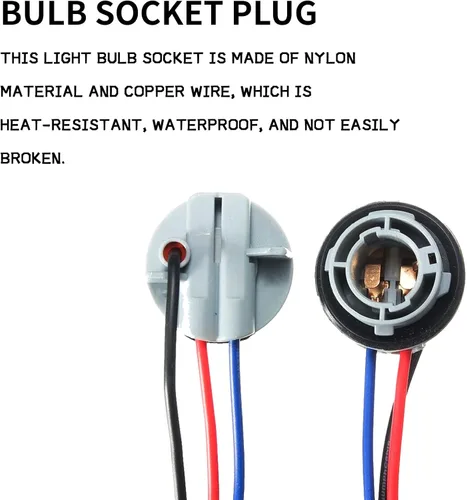 Vista 8 de 2 bombillas 1157 Socket 2357 luz de freno señal de giro soporte de luz trasera luz trasera arnés de cableado, bombilla LED enchufe base enchufe