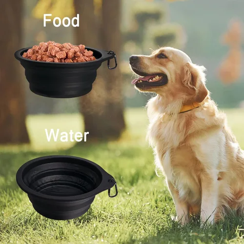 Vista 5 de PetBonus 2-Pack Silicone Collapsible Dog Bowls and Dog Collar Safety Clip