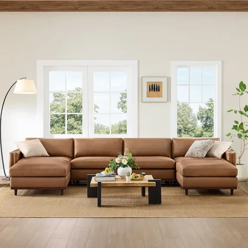 Vista 21 de CHITA 118" Sofá Modular Seccional Convertible de Lujo Super Grande en Forma de L, Sofá Moderno Relleno de Plumón Certificado FSC, Sofá de Nube