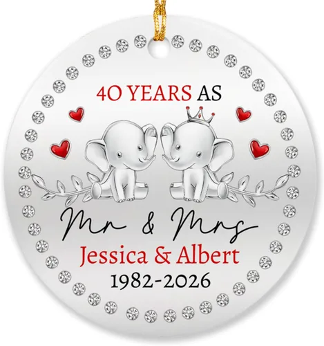 Vista 16 de Adorno de matrimonio de muñeco de nieve para pareja, adorno personalizado de primera Navidad para casados, con nombres personalizados y fecha