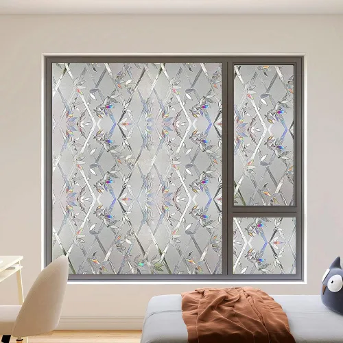 Vista 5 de Película de privacidad para ventana, película 3D de vitrales, calcomanías decorativas de vinilo para ventana, película de adherencia estática,
