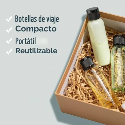 Vista 4 de Botellas de viaje de 2 onzas, plástico transparente para apretar, 10