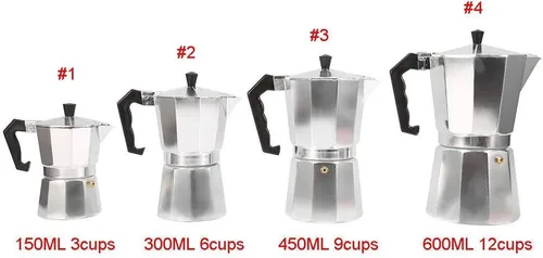 Vista 5 de Haofy Cafetera de aluminio, cafetera de café expreso expreso, cafetera italiana, adecuada para estufa de gas (5.1 fl oz)