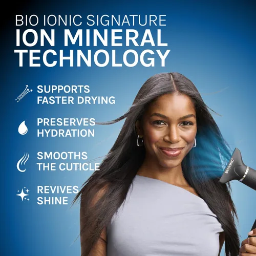 Vista 4 de Bio Ionic AeroGravity - Secador de pelo Featherlight, mango plegable, reduce el encrespamiento y la estática, compacto, ultra ligero, doble voltaje