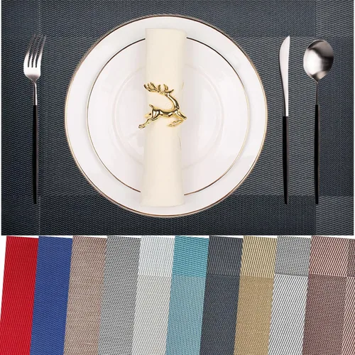 Vista 35 de Manteles individuales de vinilo resistentes al calor, lavables, fáciles de limpiar, manteles individuales de plástico para cocina, mesa de comedor